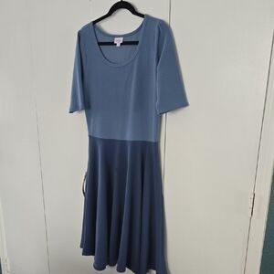 LuLaRoe Two-Tone Blue Midi Dress